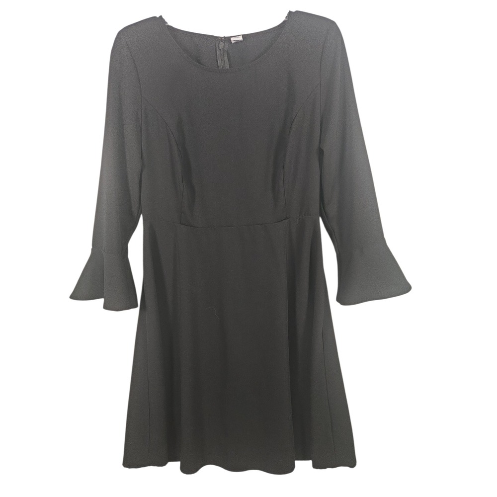 Old Navy Womens M Black A Line Dress Smocked Waist Bell Sleeve Boho Romantic